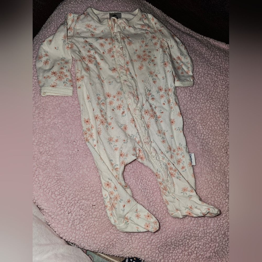 Gerber Floral Cream and Pink Footie